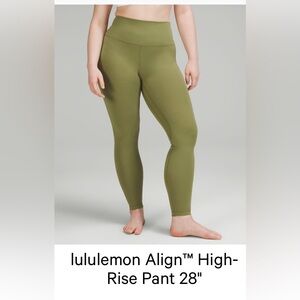Lululemon Align Green Sz 6 length 28 Excellent new condition
